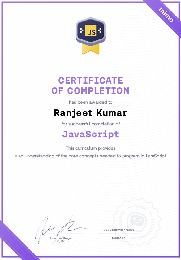 Achievement Certificate